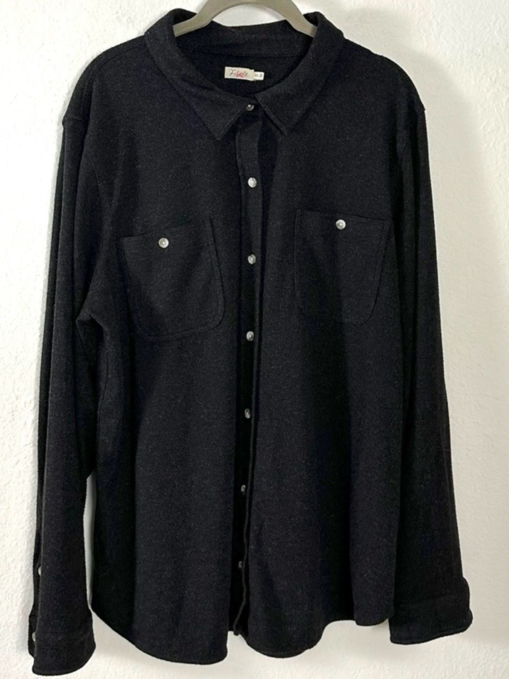 Faherty Legend Sweater Shirt Heather Black Twill Women’s Size XXL Shacket Fall